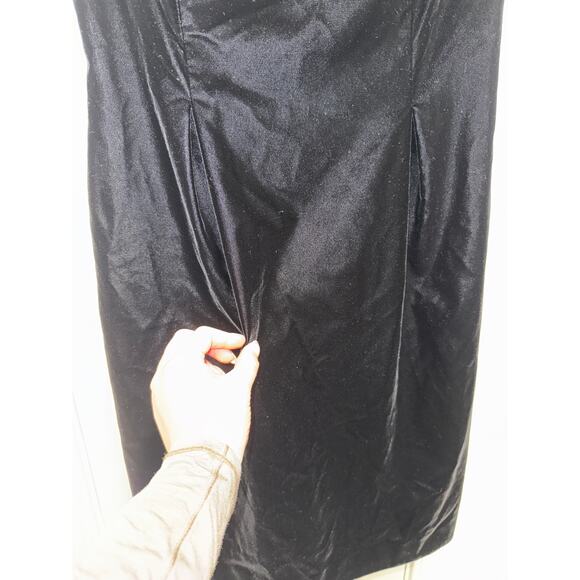 Vintage 90s Maggy London Mesh Embroidered Button Back Velvet Mini Dress Size 4 - Picture 8 of 9